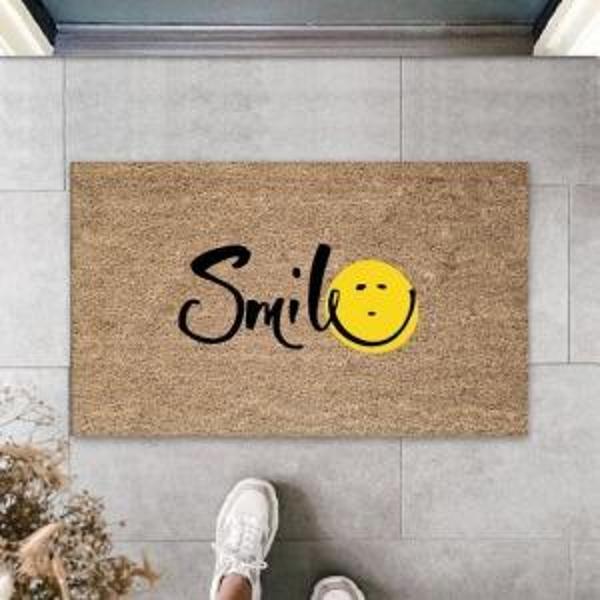 Kahverengi Kapı Önü Paspası Smile Desen  K-3269 - Image 1