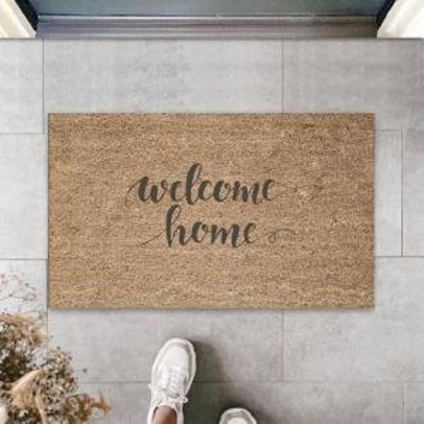Siyah Kapı Önü Paspası Welcome Home Desen  K-3290 - Image 1