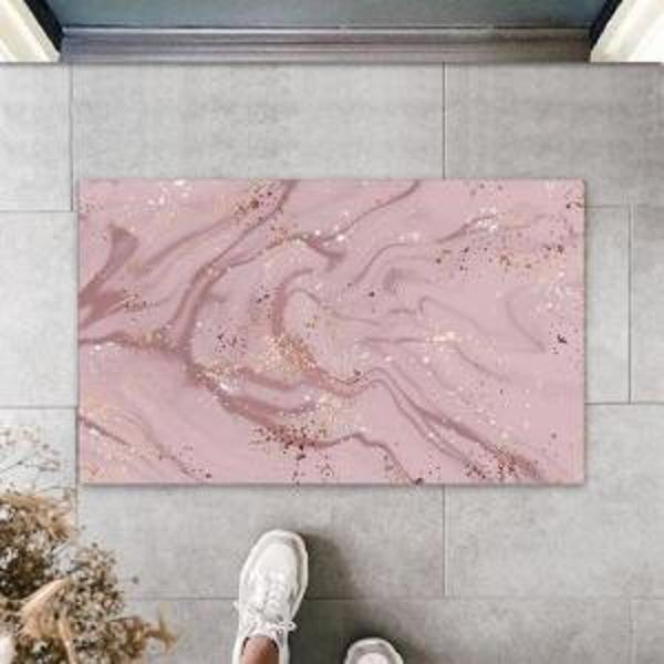 Dijital Modern Dalgalı Koyu Pembe Kapı Paspası Dış Mekan Paspas K-3118 - Image 1