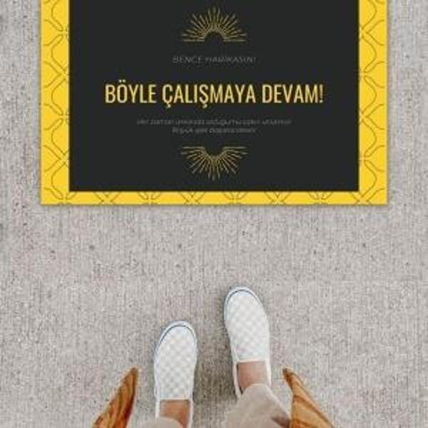 Dijital Baskı Dekoratif Not: Bence Harikasın Sarı-Siyah Kapı Önü Paspası K-1275 - Image 1