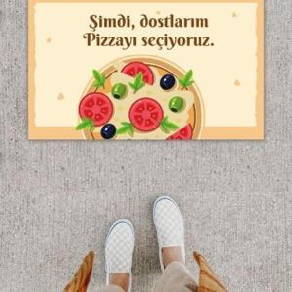 Dijital Baskı Dekoratif Pizza Pudra Kapı Önü Paspası K-1211 - Image 1