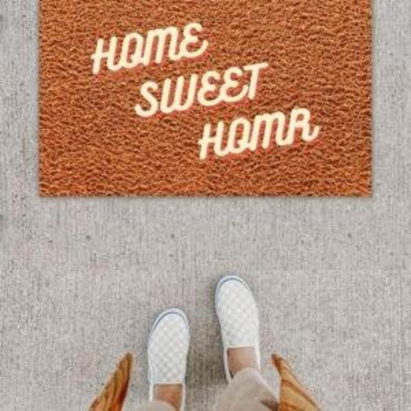 Dijital Baskı Dekoratif Home Sweet Home Kahverengi Kapı Önü Paspası K-1236 - Image 1