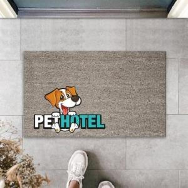 Dijital Baskı Gri Köpekli Pet Hotel Dekoratif Kapı Paspası K-2027 - Image 1