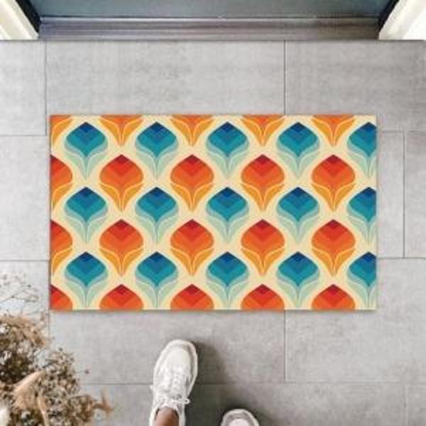 Turuncu Kapı Önü Paspası Lale Motif Desen  K-3255 - Image 1