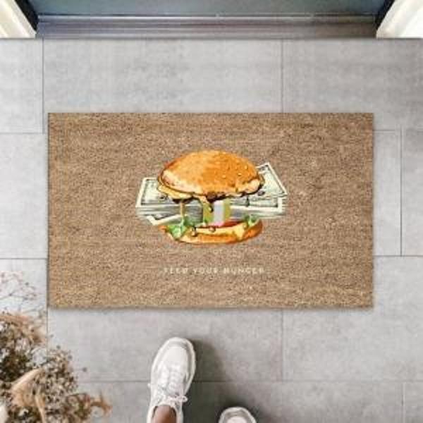 Bej Kapı Önü Paspası Feed You Hunger Desen  K-3353 - Image 1