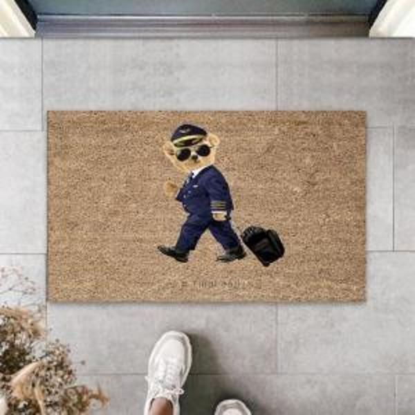 Bej Kapı Önü Paspası Pilot Ayıcık Desen  K-3324 - Image 1