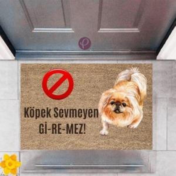 Kapı Önü Paspası Dekoratif Dijital Baskı Köpek Sevmeyen Giremez P-2376 - Image 1