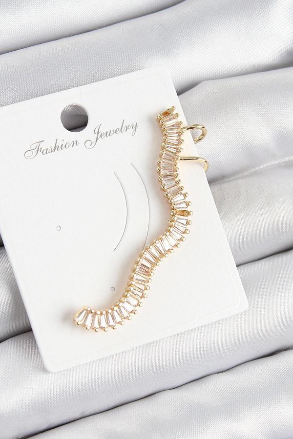 Pirinç Su Yolu Model Gold Renk Sağ Kıkırdak Küpe - EBJ250802W36981 - Image 1