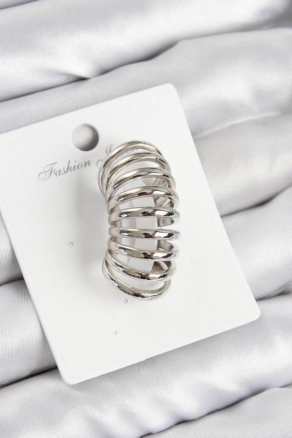 Pirinç Yay Model Gümüş Renk Sağ Kıkırdak Küpe - EBJ250802W36989 - Image 1