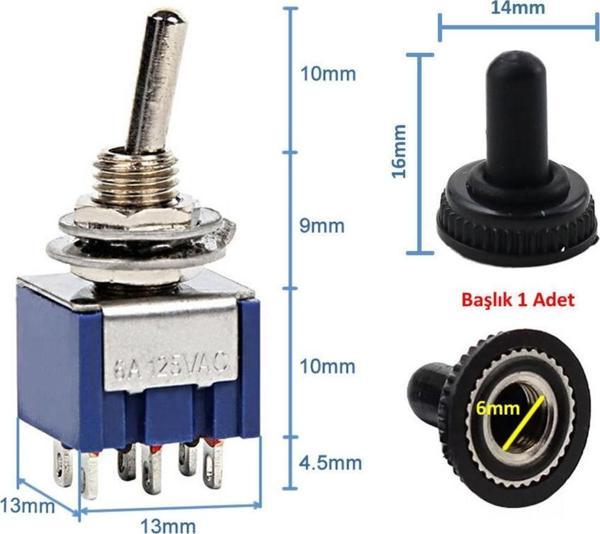 Alkatronik Mts-203 Mini Toggle Çift Anahtar 3a 250v On / Off / On 6 Pin 3 Pozisyon - Image 1