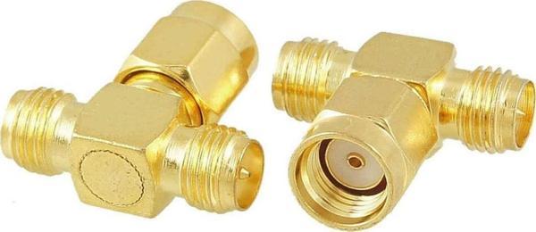 Alkatronik Sma T Soket 1x Rpsma Erkek 2x Rpsma Dişi Altın Kaplama Soket 0-6ghz Rf Wi-fi Anten Koaksiyel - Image 1