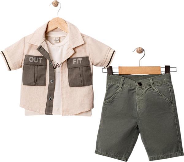 OUTFIT BASKILI GÖMLEK 3 LÜ TKM Haki - Image 1