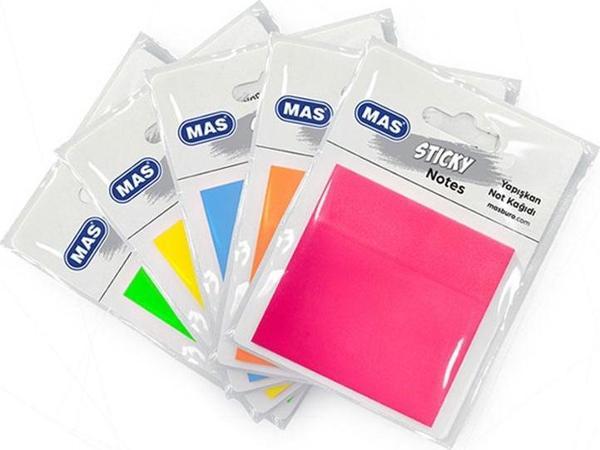 Mas Yapışkanlı 76x76 Transparan PP Not Kağıdı Neon Sarı 3667 - Image 1