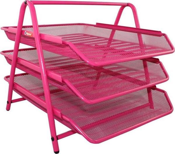Mas Perfore 3 Lü Evrak Rafı Seti Pembe 523 - Image 1
