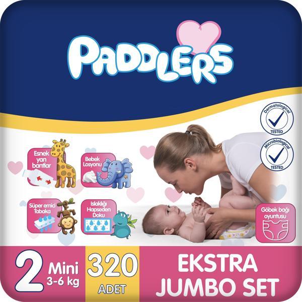Paddlers Bebek Bezi 2 Numara Mini 320 Adet (3-6 Kg) Ekstra Jumbo Set - Image 1