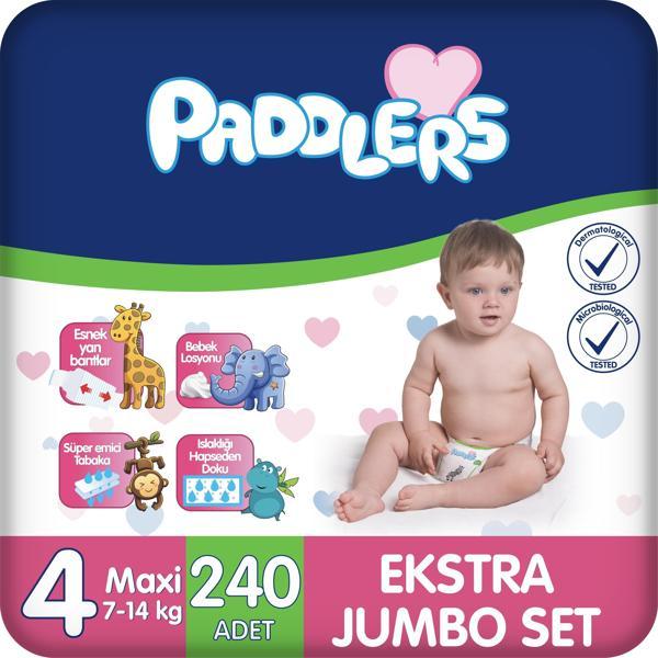 Paddlers Bebek Bezi 4 Numara Maxi 240 Adet (7-14 Kg) Ekstra Jumbo Set - Image 1