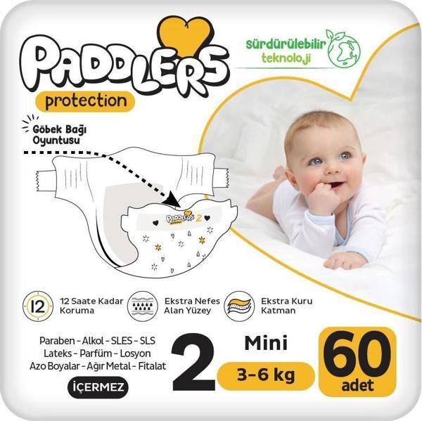 Paddlers Protection Bebek Bezi 2 Numara Mini 60 Adet (3-6 Kg) Jumbo Paket - Image 1