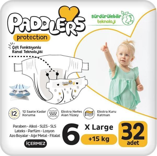 Paddlers Protection Bebek Bezi 6 Numara X-Large 32 Adet (15+Kg) Jumbo Paket - Image 1