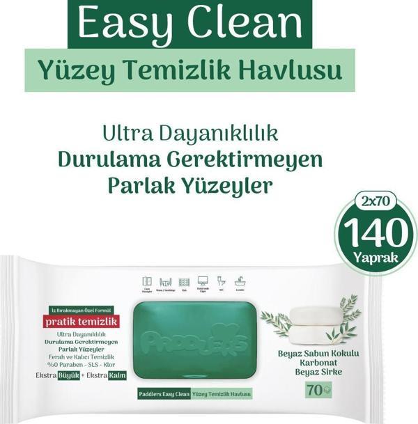 Easy Clean Beyaz Sabun Katkılı Yüzey temizlik Havlusu 2x70 (140 Yaprak) - Image 1
