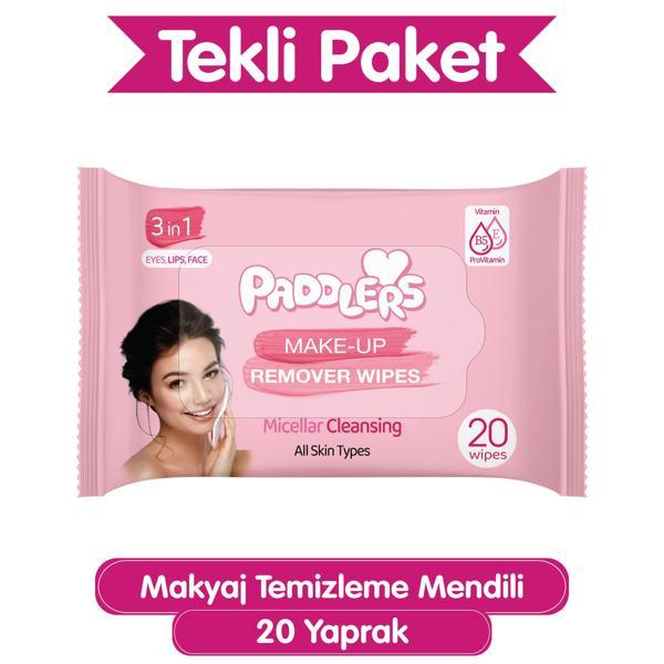 Paddlers 3'ü 1 Arada 20'li Makyaj Temizleme Mendili - Image 1