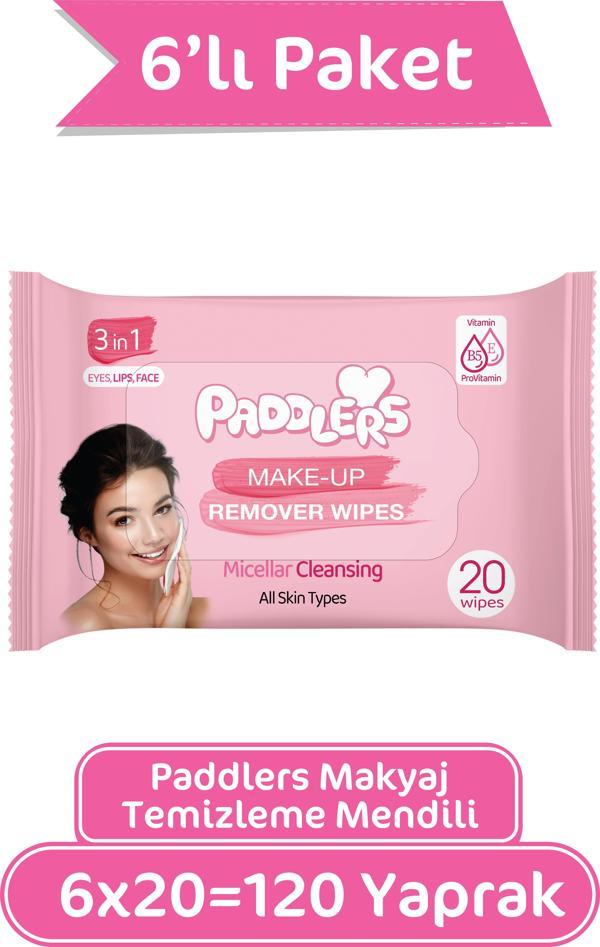 Paddlers 3'ü 1 Arada Makyaj Temizleme Mendili 6x20 (120 Yaprak) - Image 1