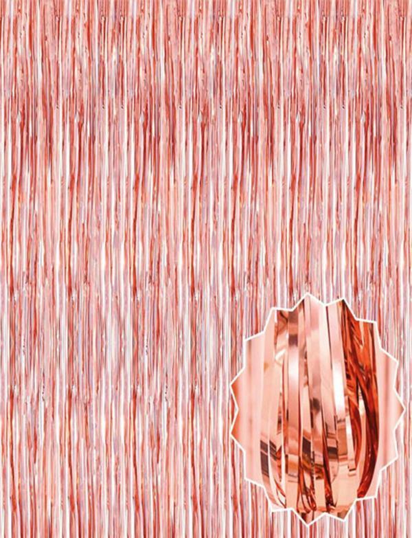 Rose Gold Püsküllü Kapı Perdesi - Parti, Bekarlığa Veda, Doğum Günü 1x2 m - Image 1