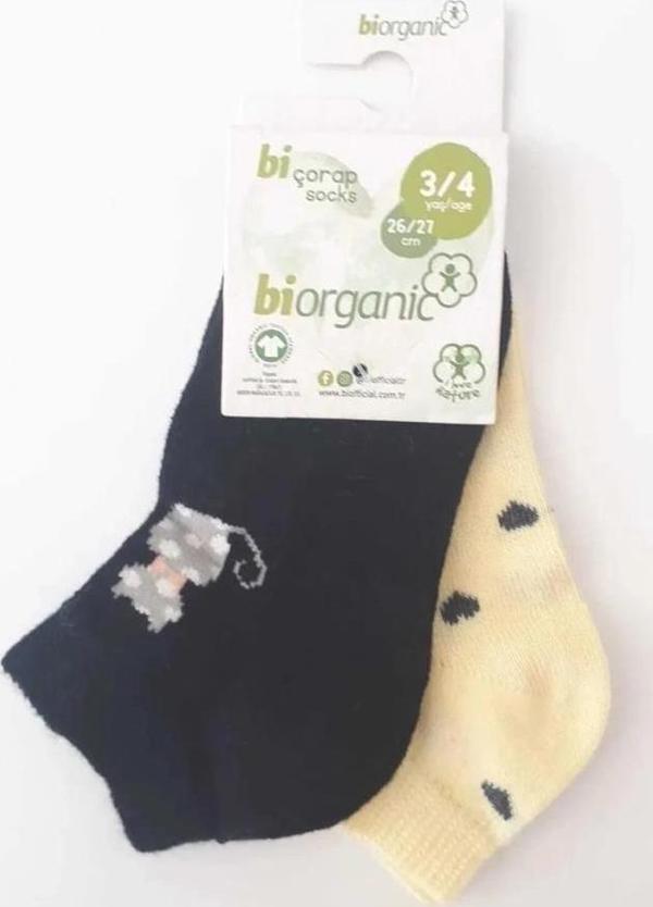Nessiworld Nessiworld Bibaby Biorganic Cat 2'Li Yaş Patik Çorap 68427 Siyah Sarı - Image 1