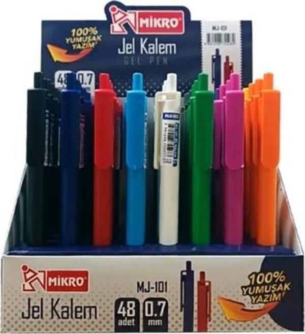 Mikro Basmalı Jel Tükenmez Kalem 0,7 Mavi Mj-101 - 6 adet - Image 1
