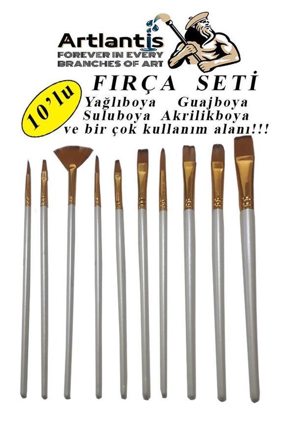 Fırça Seti 10 Lu Resim Fırçası 1 Paket Suluboya Akrilik Boya Guaj Boya Yağlı Boya Fırca Seti Kesik Yelpaze - Image 1