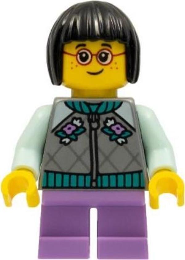Lego Minifigür Child Girl Flat Silver Jacket hol262 - Image 1