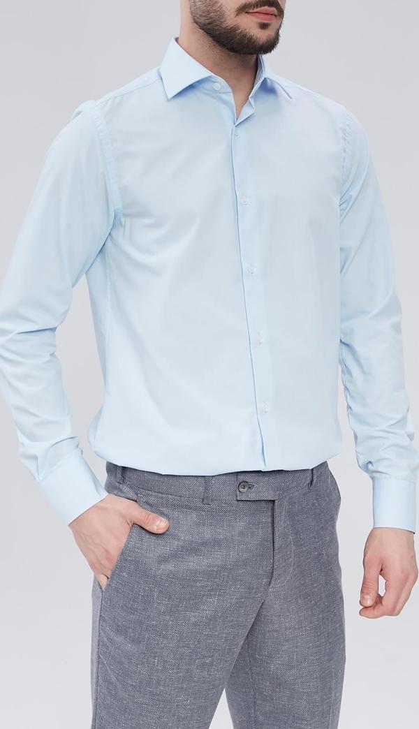 Kolay Ütülenebilir Slim Fit Klasik Yaka Pamuklu Erkek Gömlek-KAO4990S - Image 1