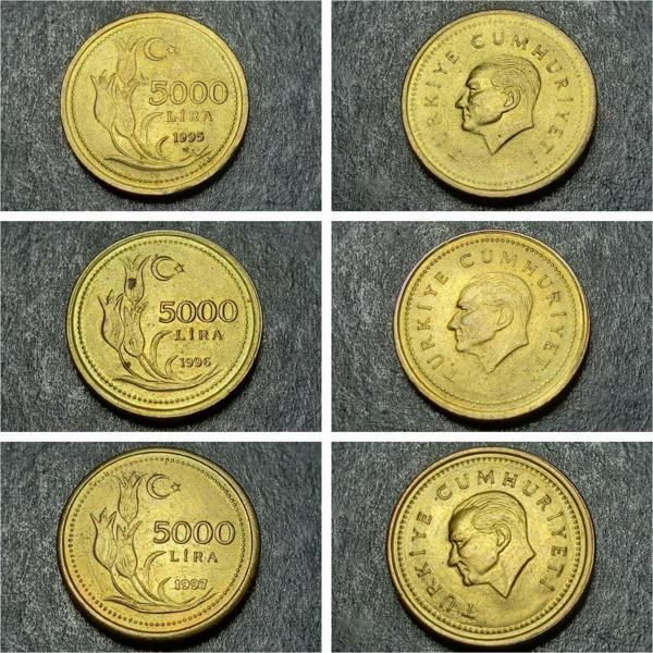 Escoines 399636889816e01ctz 1995/1996/1997 Pirinç 5000 Lira ÇA/ÇİL Para - Image 1