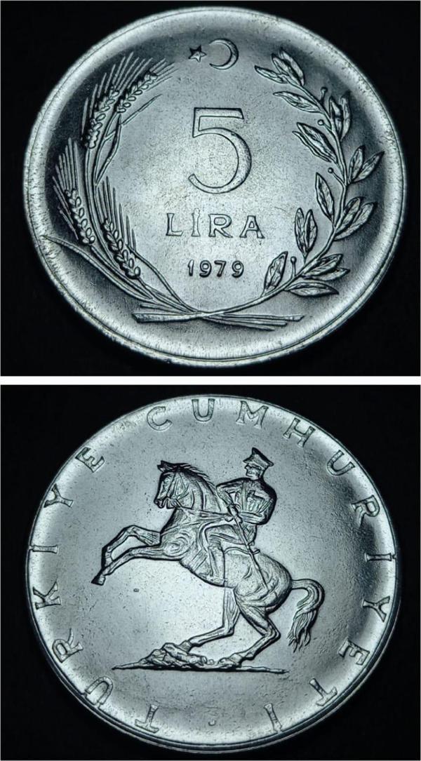 Escoines 39963688983e5025c3 1979 Akmonital 5 Lira PROOF Para - Image 1