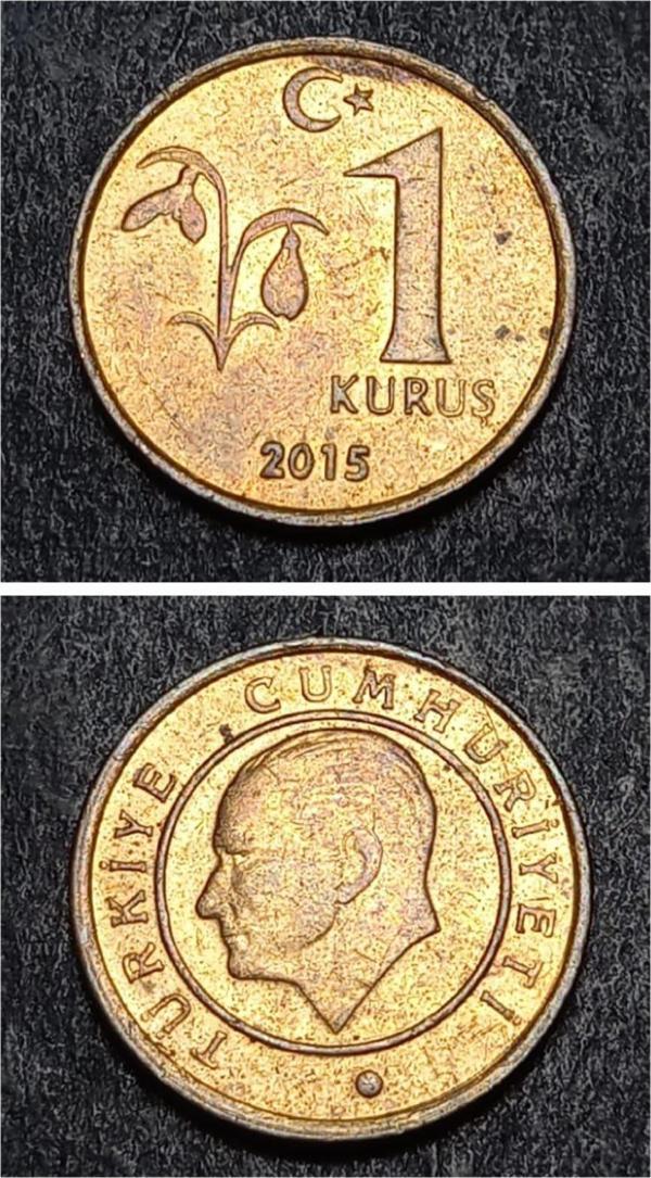 Escoines 39963688987ab0db21 2015 Bakır 1 Kuruş ÇİL Para - Image 1