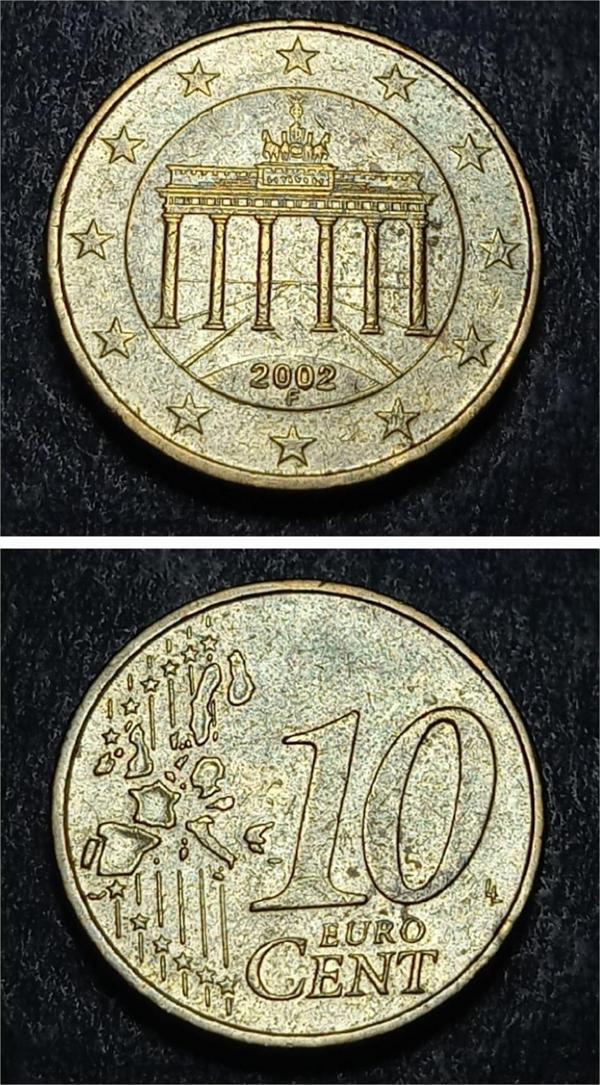 Escoines 39963688a9b780e5a1 2002 Almanya 10 Eurocent Nordik altın Para - Image 1