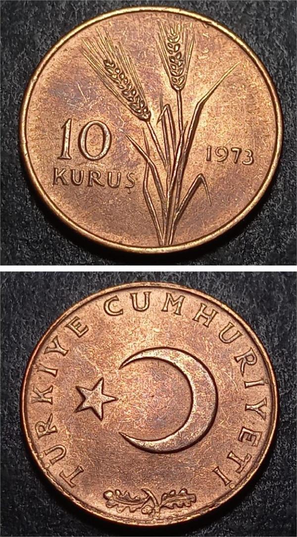 Escoines 39963688b5da69dd81 1973 10 kuruş çil Para Bronz - Image 1