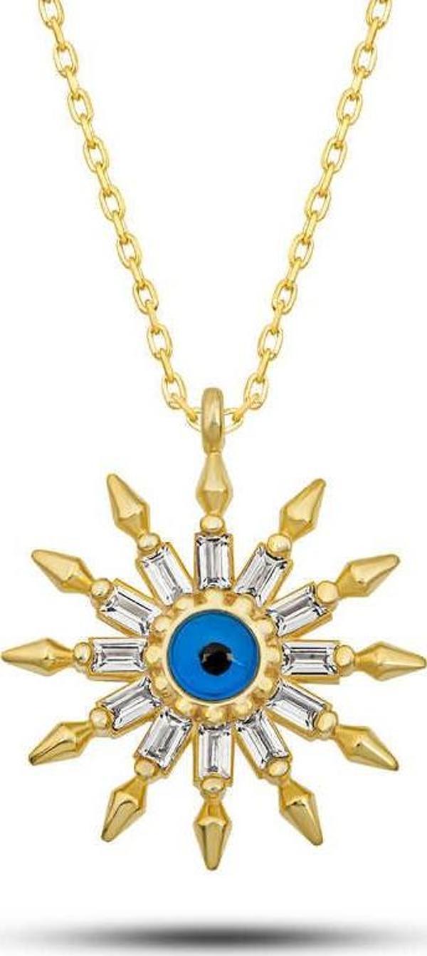 Gümüş Gold Koruyucu Göz Güneş Kadın Kolye SL12607 - Image 1