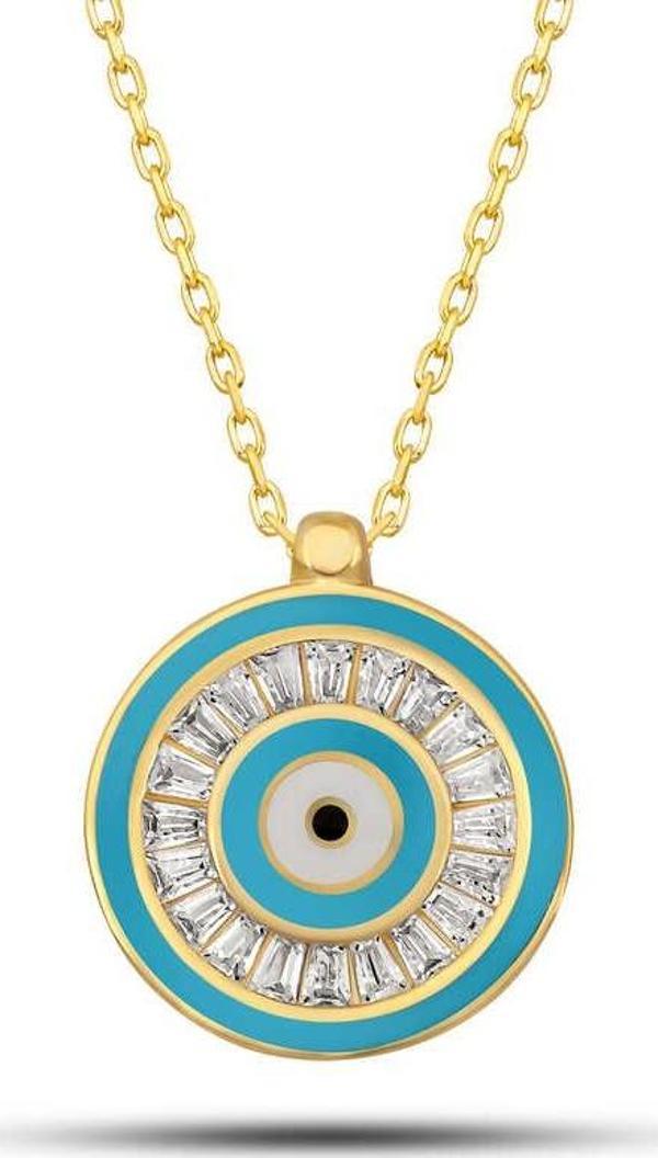 Gümüş Gold Nazar Boncuğu Kadın Kolye SL12621 - Image 1
