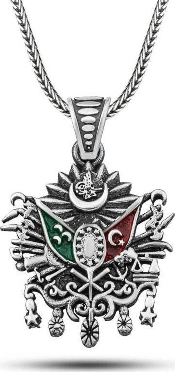 Gümüş Osmanlı Devlet Armalı Erkek Kolye SL12606 - Image 1
