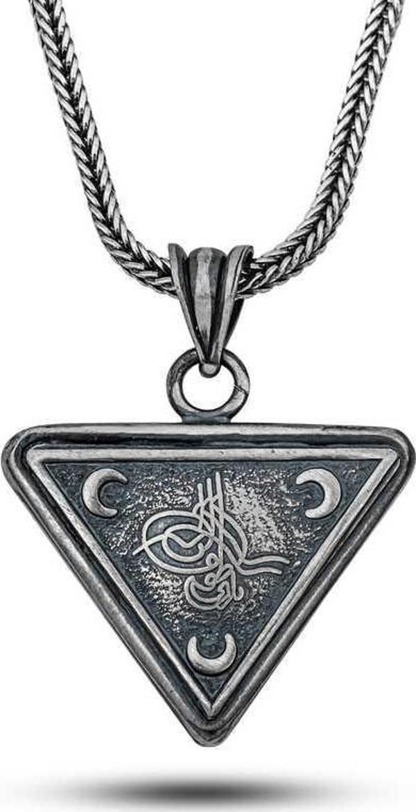 Gümüş Osmanlı Tuğrası Hilal Cevşen Kolye SL12510 - Image 1