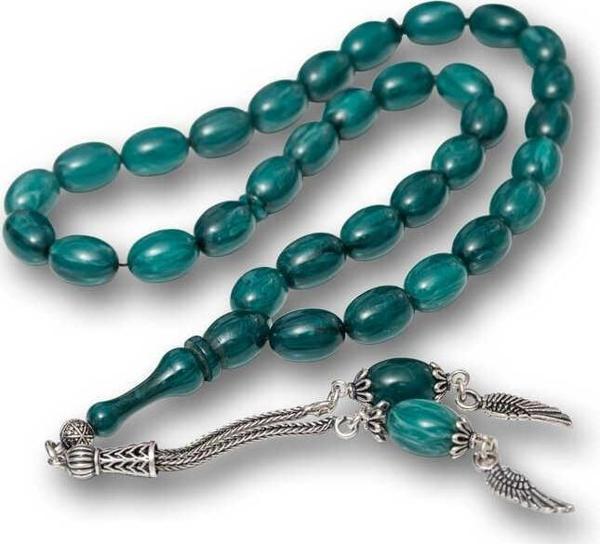 Gümüş Püsküllü Sıkma Kehribar Tesbih  SL12594 - Image 1