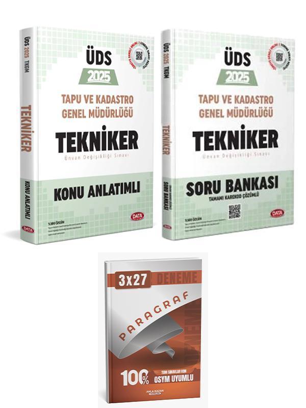 Data 2025 Tapu ve Kadastro Genel Müdürlüğü UDS Tekniker Konu + Soru + Paragraf Deneme 3 lü Set - Data Yayınları - Image 1