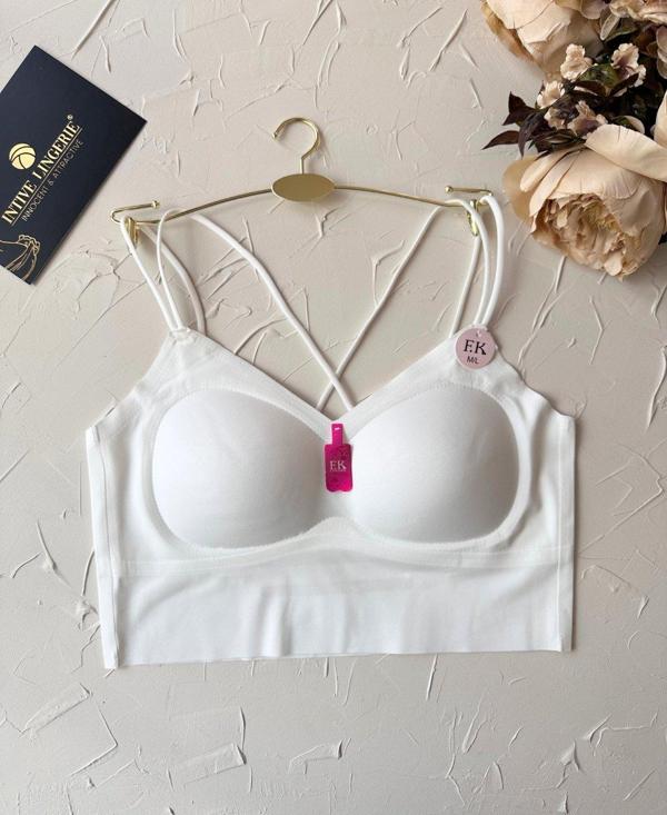 Carma Arkası Çapraz Dekolte İce-Silk Balensiz Dikişsiz Push-up İthal Spandex Sütyen/Büstiyer - Image 1