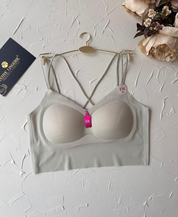 Carma Arkası Çapraz Dekolte İce-Silk Balensiz Dikişsiz Push-up İthal Spandex Sütyen/Büstiyer - Image 1