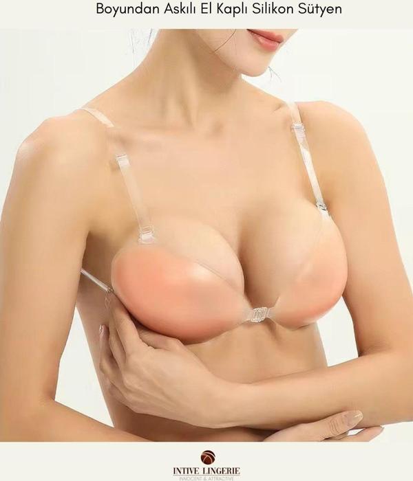Intive El Kaplı Destekli Push Up Boyundan Askılı Dekolte Kıyafetler İçin Silikon Sütyen - Image 1