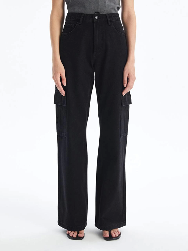 Kargo cep jeans pantolon siyah - Image 1