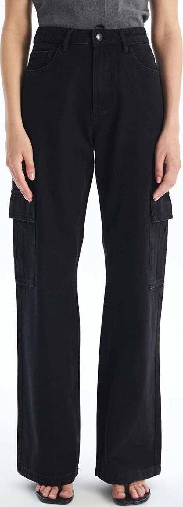 Kargo cep jeans pantolon siyah - Image 1