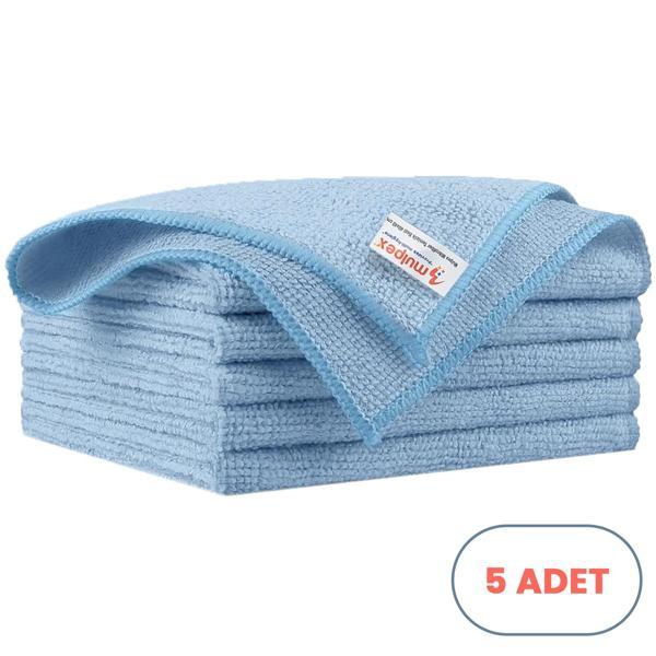 Mulpex Mikrofiber Temizlik Bezi 5 Adet - 40x40 cm, 375 GSM, Parlak Dokulu, 60 gr ±2, Yüksek Emici, İz Bırakmaz - Image 1