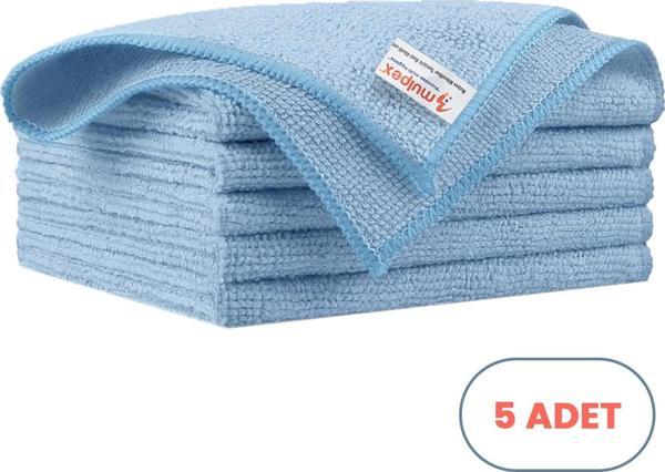 Mulpex Mikrofiber Temizlik Bezi 5 Adet - 40x40 cm, 375 GSM, Parlak Dokulu, 60 gr ±2, Yüksek Emici, İz Bırakmaz - Image 1