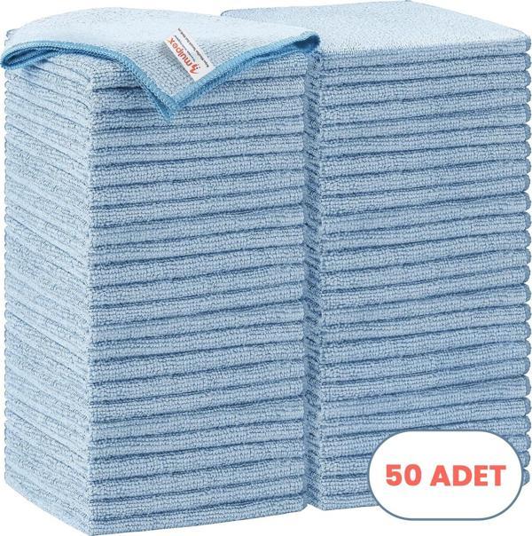 Mulpex Mikrofiber Temizlik Bezi 50 Adet - 40x40 cm, 375 GSM, Parlak Dokulu, 60 gr ±2, Yüksek Emici, İz Bırakmaz - Image 1
